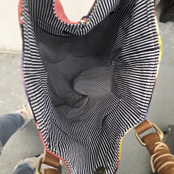 FREDD + BASHA Oversized Multi Convertible Serape Leather Funky Travel Bag BOHO - Picture 10 of 12